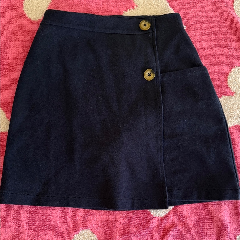 French Toast Navy Skort with Button Detail